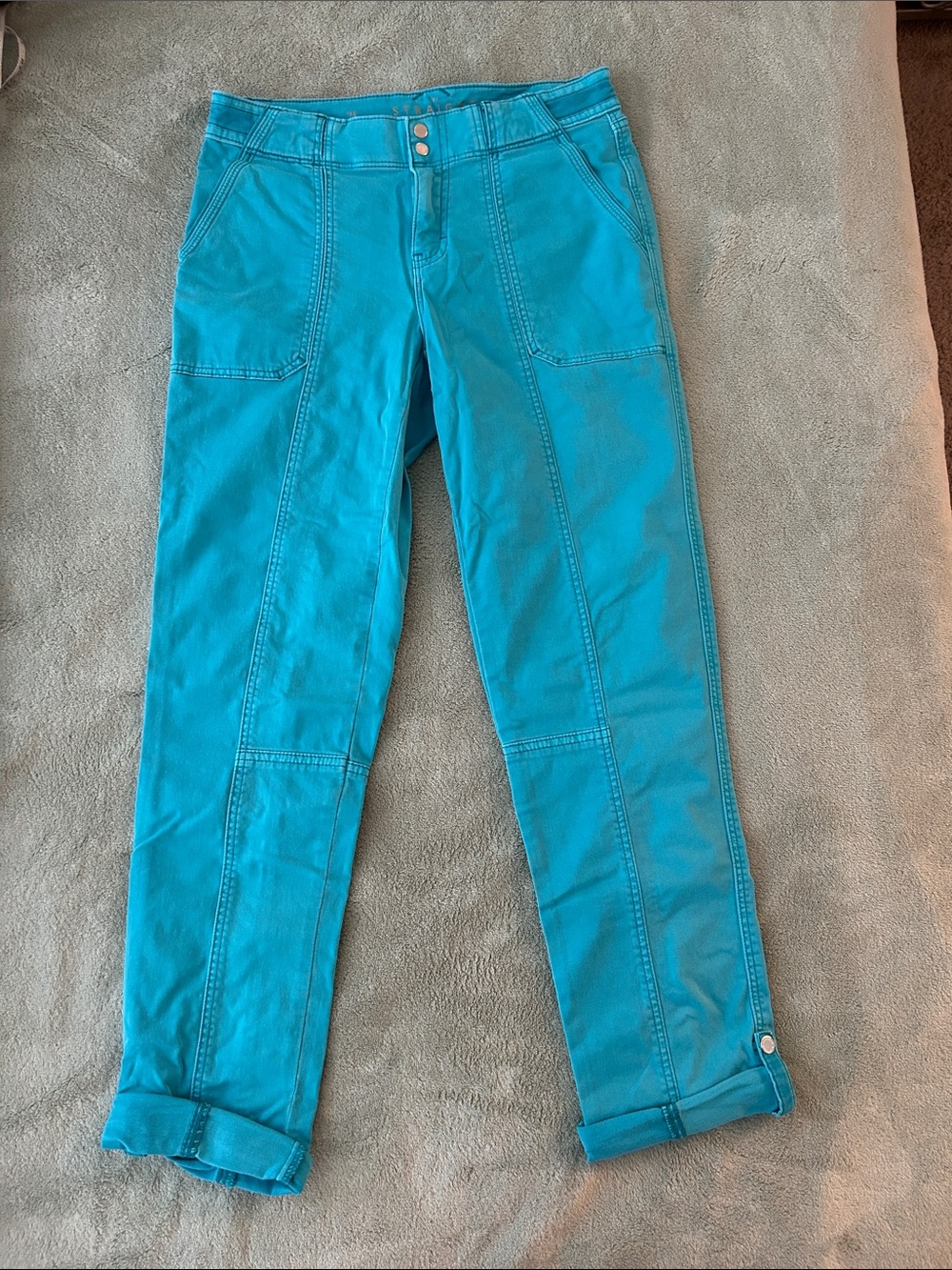 WHBM Pret a Pedi Straight Cropped Pants Turquoise 2 Long